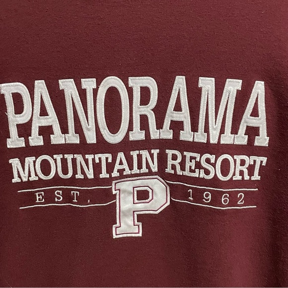Champion Burgundy Panorama Mountain Resort Varsity Crewneck Sweatshirt Men M - Picture 6 of 12